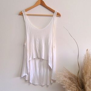 Joah Brown Cropped High Low Tank Top